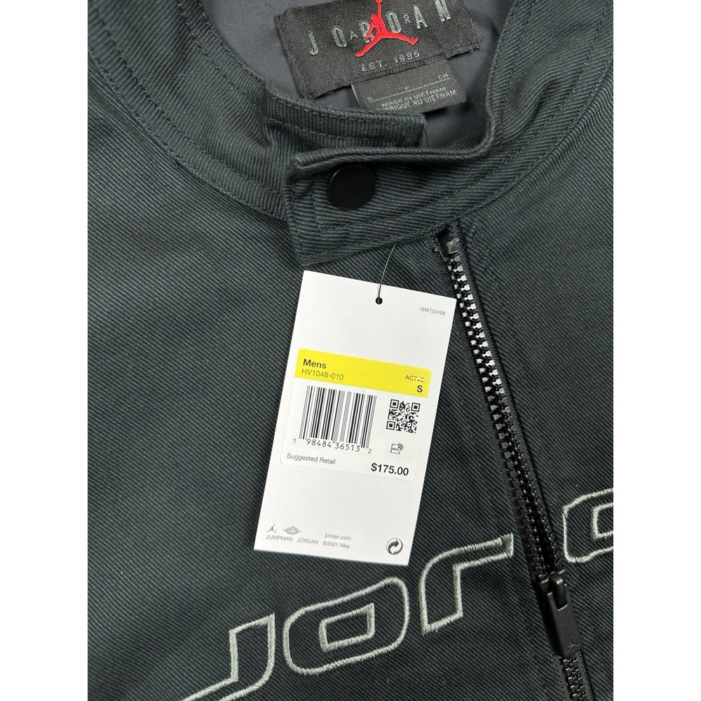 New Jordan Brooklyn Motorsport Jacket Black/Iron‎ Grey HV1048-010 Men's Small - Picture 3 of 13